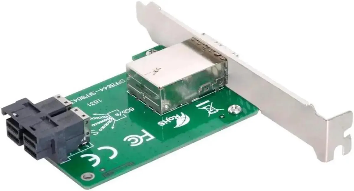 SMUGDESK SMUGDESK Dual-Port Mini SAS HD SFF-8644 to SFF-8643 Adapter Low Profile Bracket — product photo