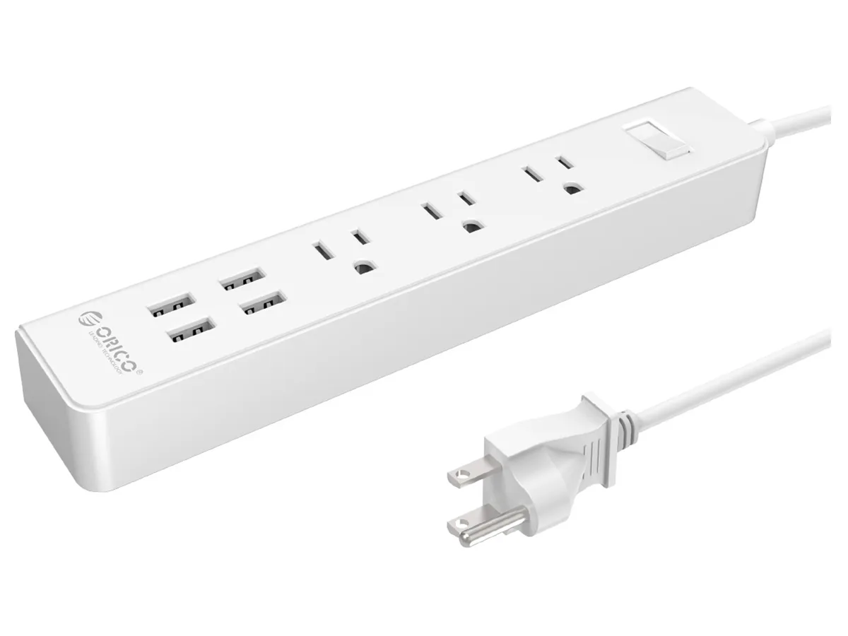 Orico Orico HPC-3A4U-US-WH 3 Outlet 4 USB Power Strip White 4.9Ft — product photo