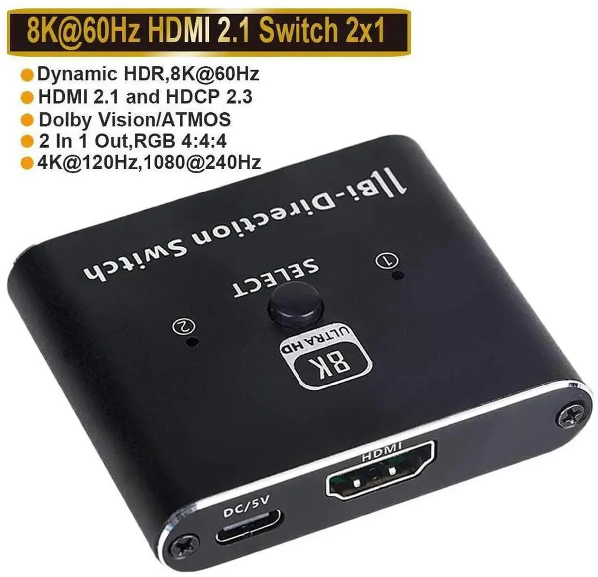 SMUGDESK SMUGDESK Bi-Directional HDMI 2.1 Switcher Splitter 2 Port — product photo