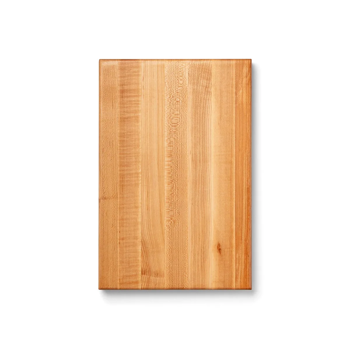 Rectangular maple cutting board 18 by 12 by 1.5 inches with finger grips