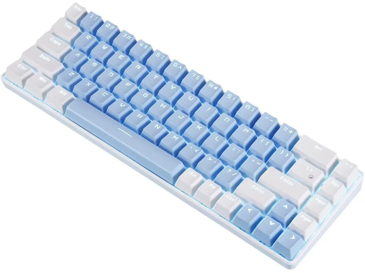 BUCIER BUCIER 68 Keys 60% Mechanical Gaming Keyboard Blue Switch Blue White — product photo