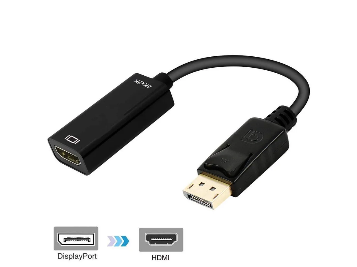 aibileec aibileec DisplayPort to HDMI video adapter 4K 2.25 Gbps gold-plated male to female — product photo