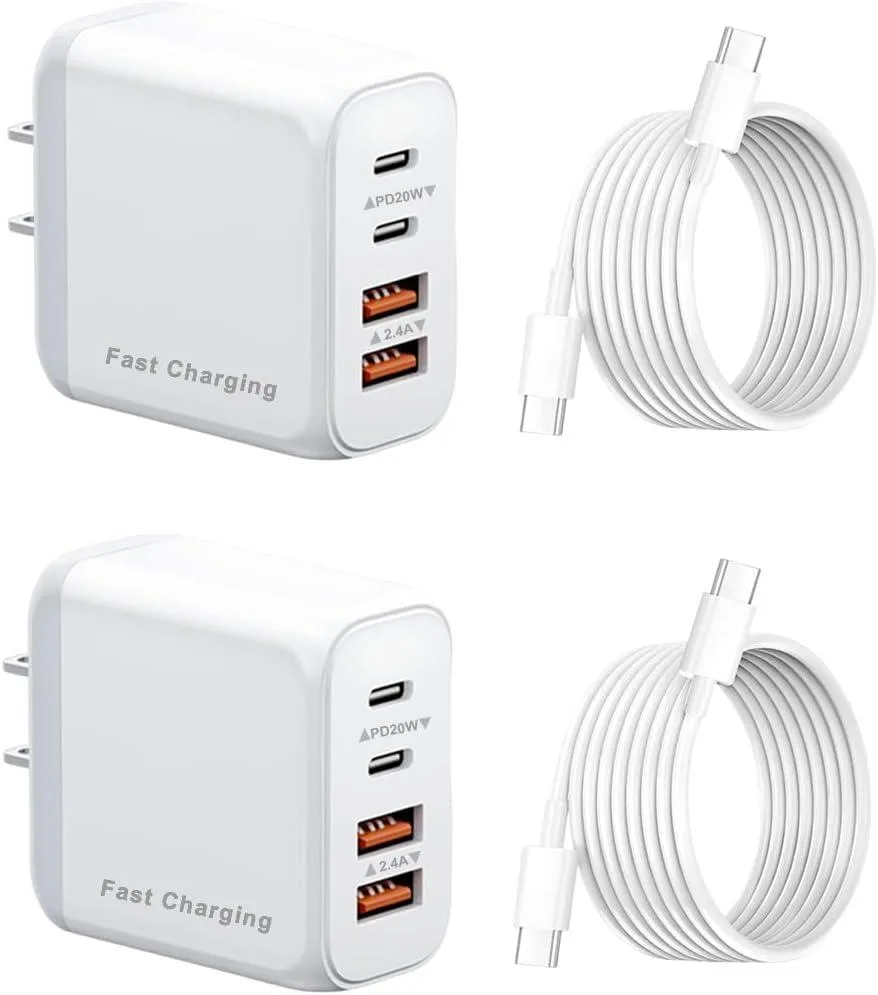 ONITOON ONITOON 40W 4-Port USB-C Wall Charger 2-Pack with Cable — product photo