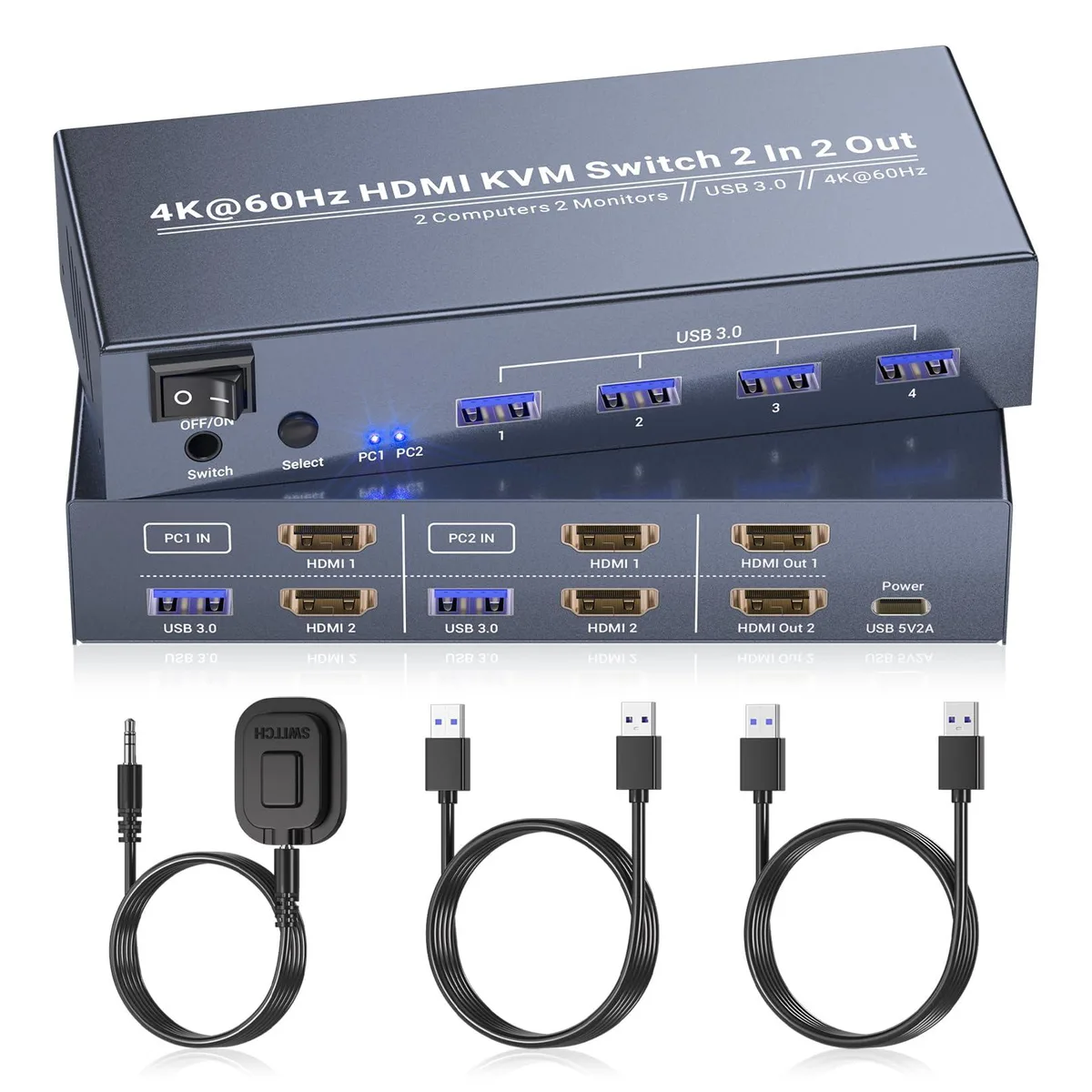  TRENDnet PU00010 Dual Monitor HDMI KVM Switch 4K 60Hz 4 USB 3.0 — product photo