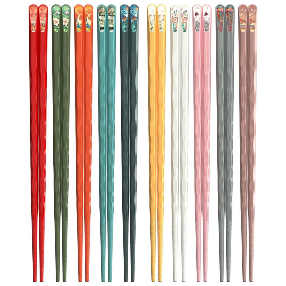  Auerllcy CT-10 Chopsticks 10 Pairs 9.5 inch Fiberglass Dishwasher Safe 120°C — product photo