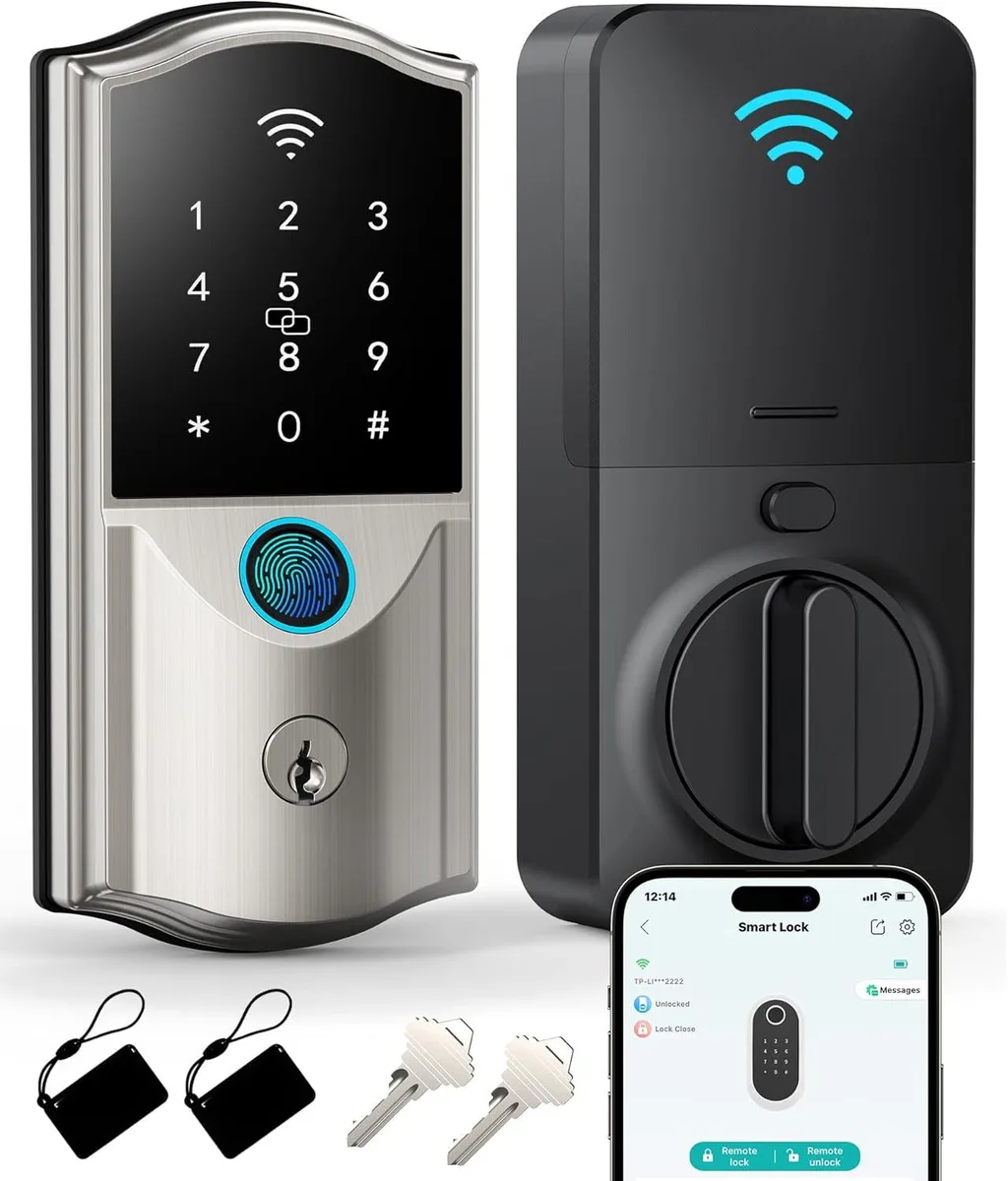 firstrend firstrend Smart Door Lock Silver WiFi Fingerprint App Alexa Google 5900s IP64 — product photo