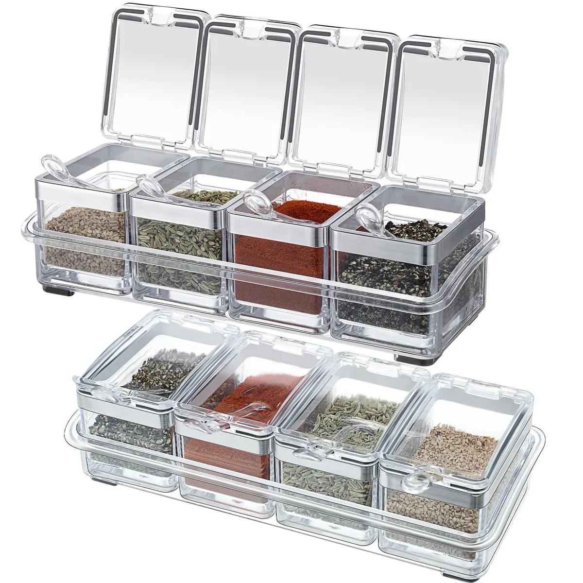 DNBeffulgent DNBeffulgent 2-Set Acrylic Seasoning Organizer 8-Piece 10x4x3.2in Clear — product photo