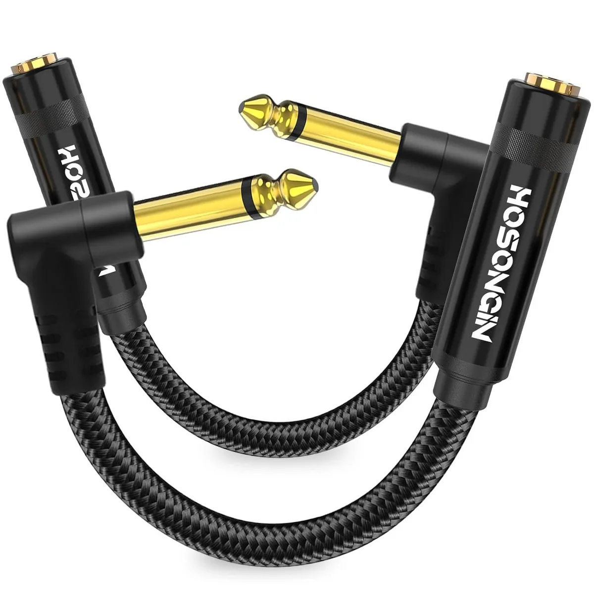 BFKK BFKK 1/4" Right-Angle TS Male to TS Female Adapter 2-Pack 6.0 mm Cable — product photo