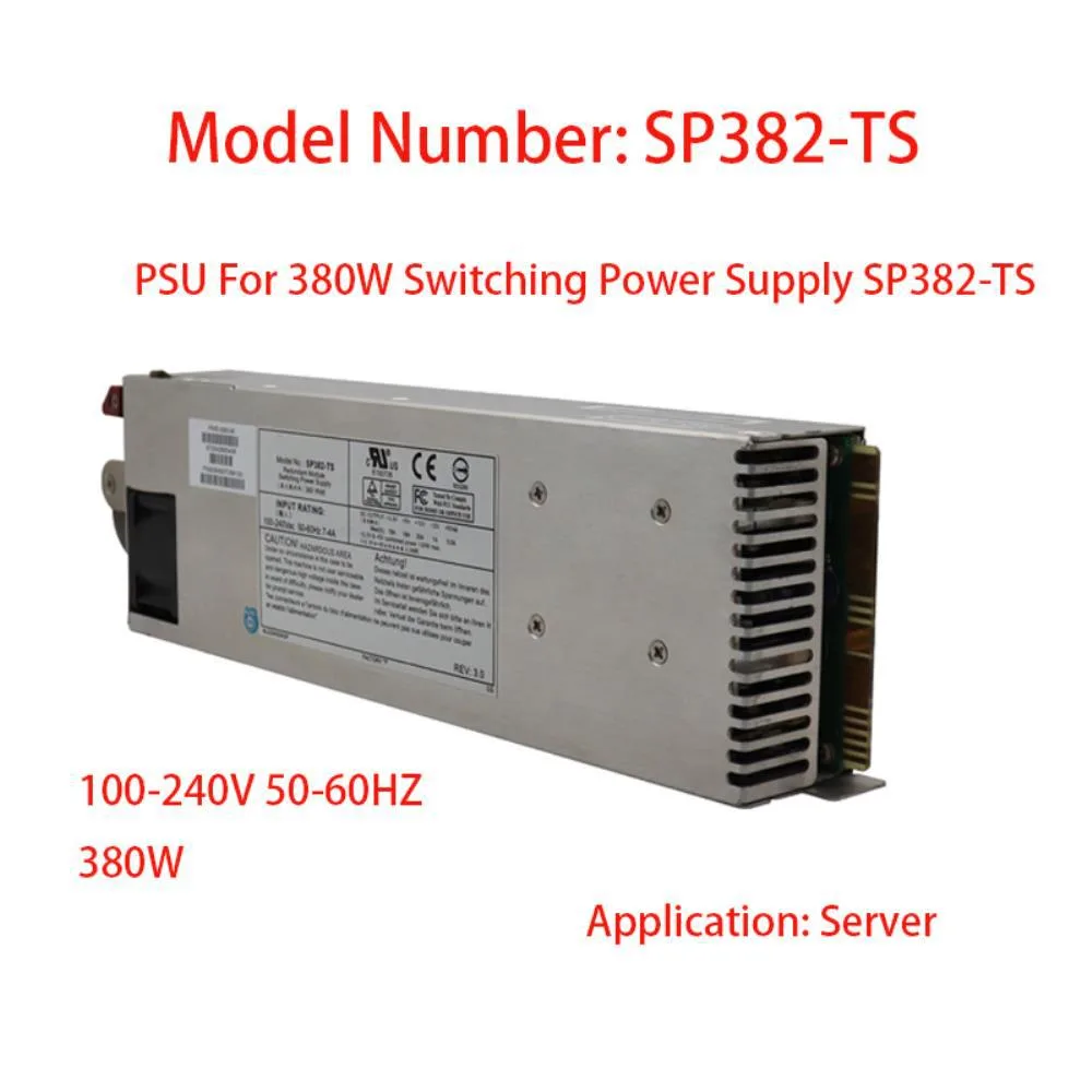 Black non-modular server power supply unit with multiple connectors visible