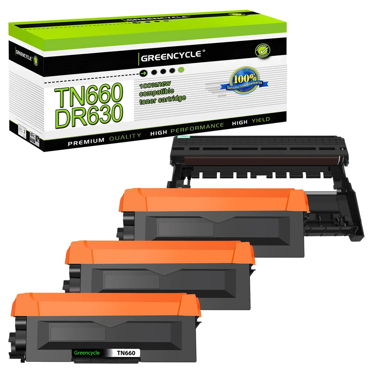 GREENCYCLE GREENCYCLE TN660 DR630 Toner Cartridge and Drum Unit Set 3 Toner 1 Drum — product photo