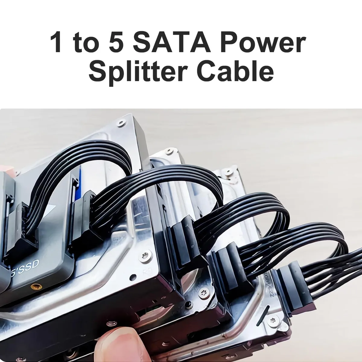 JIMTAB JIMTAB Cable-1002 SATA Power Splitter 19.7 in 15 Pin Male to 5 Female — product photo