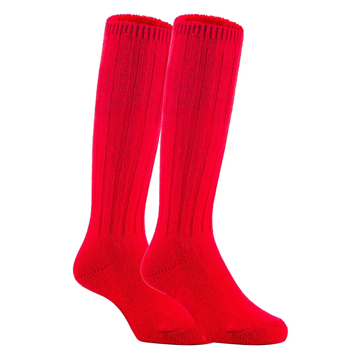 Red knee-high wool-blend boot socks, size S for ages 0-2 years