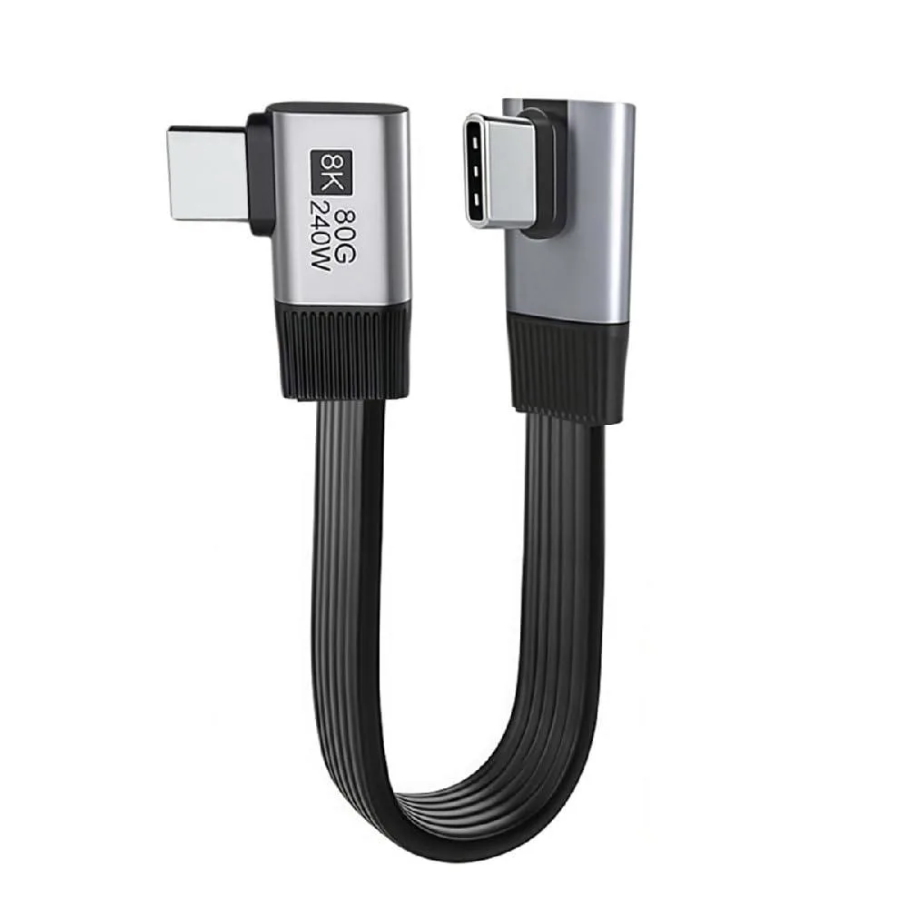 Fervit Fervit USB 5.0 80Gbps 240W Male to Male Extension Cable Low Profile to Right Angled 90 Degree 20cm — product photo