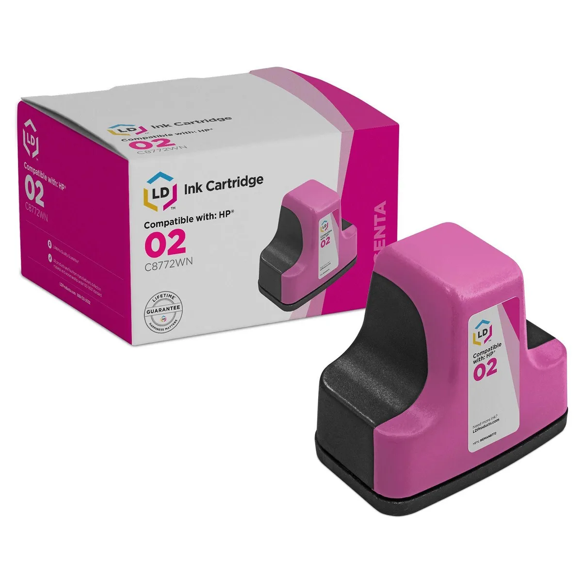 LD Products LD Products HP 02 Replacement Magenta Ink Cartridge 370 Pages C8772WN — product photo