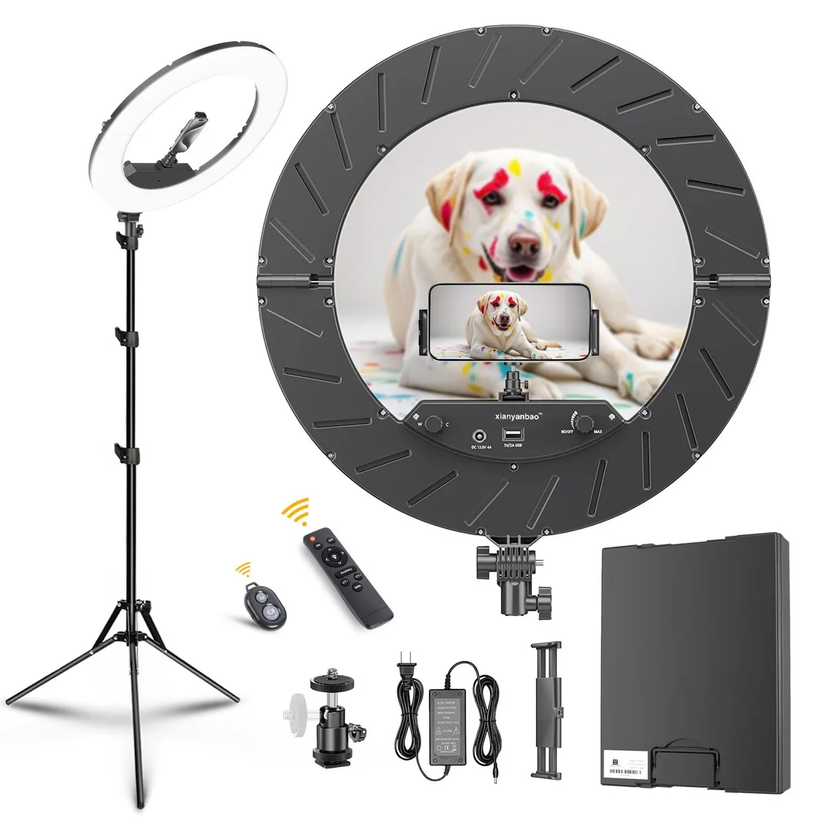  xianyanbao 18 Inch Ring Light Kit 55W 6700K CRI95 Black — product photo