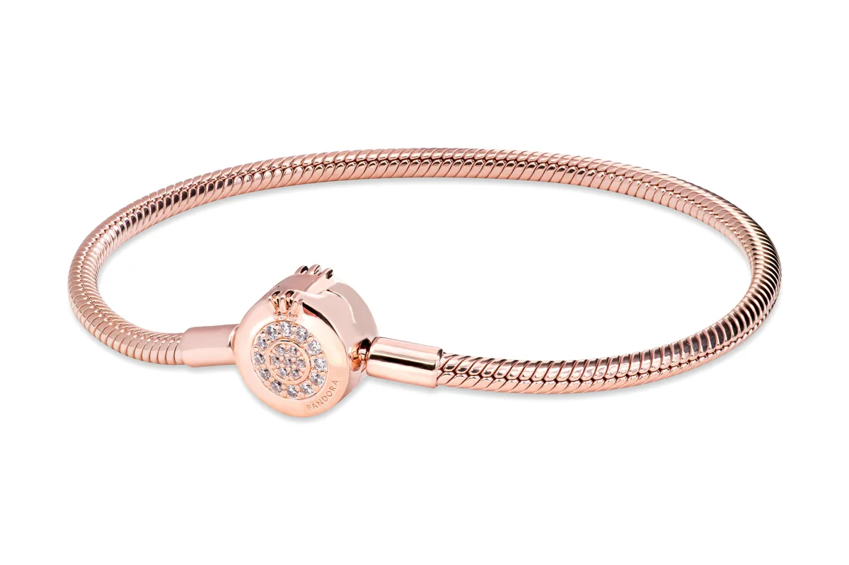 PANDORA PANDORA Moments Sparkling Crown O Snake Chain Bracelet 14k Rose Gold — product photo