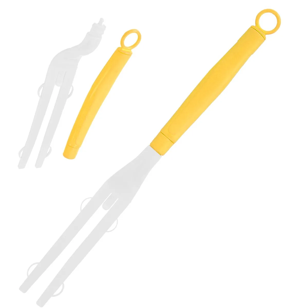 Yellow extendable duster mop handle with ergonomic grip