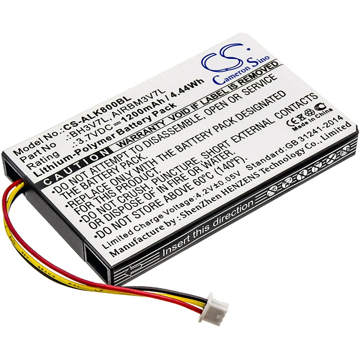 Cameron &amp; Co Cameron &amp; Co DS-CS-ALK800BL standard battery 3.7V 1200mAh 4.44Wh Li-Polymer black — product photo