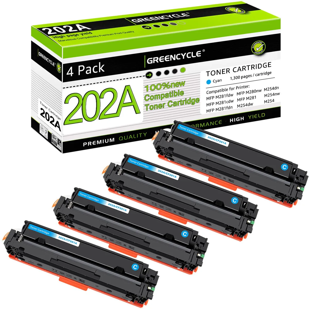 GREENCYCLE GREENCYCLE 202A Cyan toner cartridge 4-pack — product photo