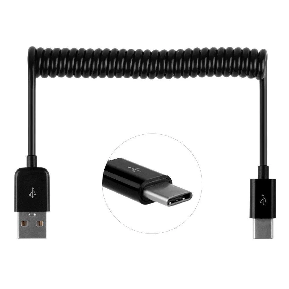 LORDWORLD LORDWORLD USB-C 3.1 to USB 2.0 A Male Stretch Cable 100cm 480Mbps Black — product photo