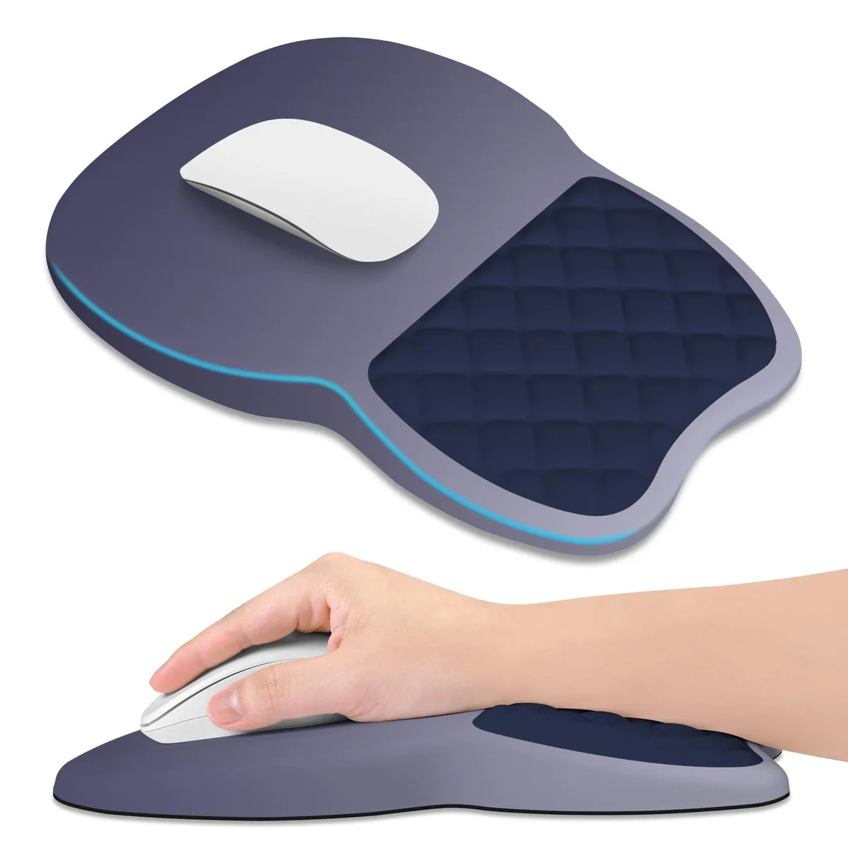 Keychron Ergonomic Mouse Pad 12 x 8 x 1.2 inch Gray Blue Gradient — product photo