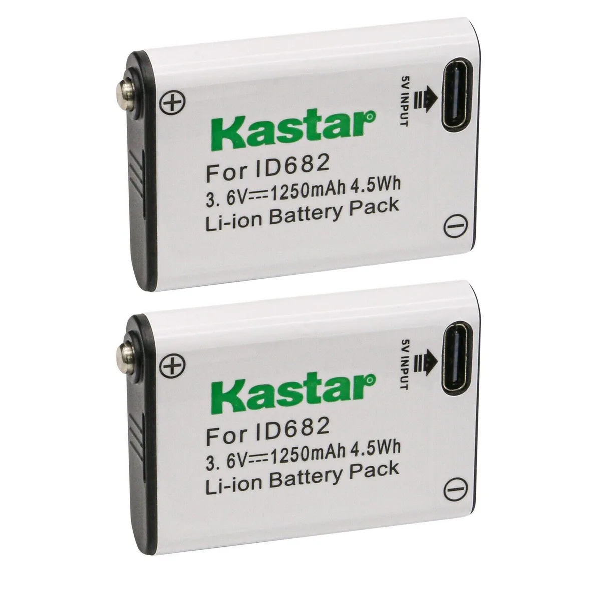 Kastar Kastar ID682 2-pack Li-ion 3.6V 1250mAh 4.5Wh camera battery — product photo