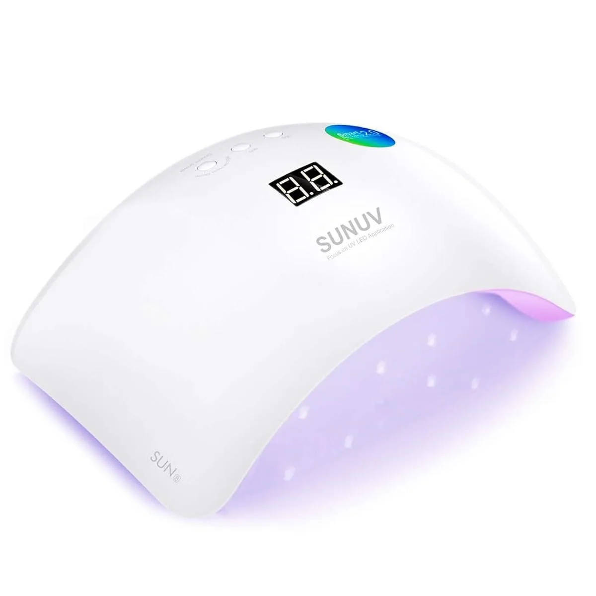 Pink acrylic nail lamp, compact rectangular shape, 21 LED beads, LCD timer display