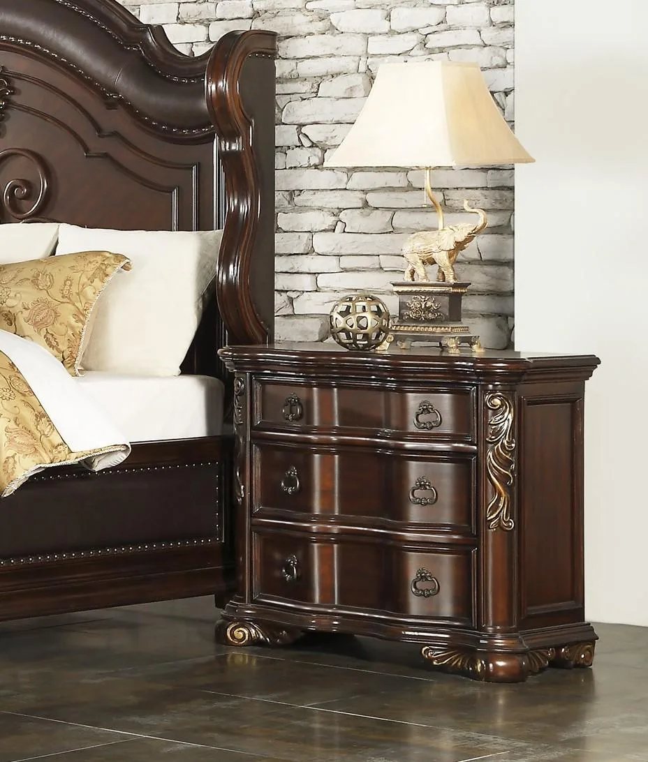 tuphen tuphen Royal Bedroom Set Cherry Nightstand 3 Drawers 36x19x31.75in — product photo