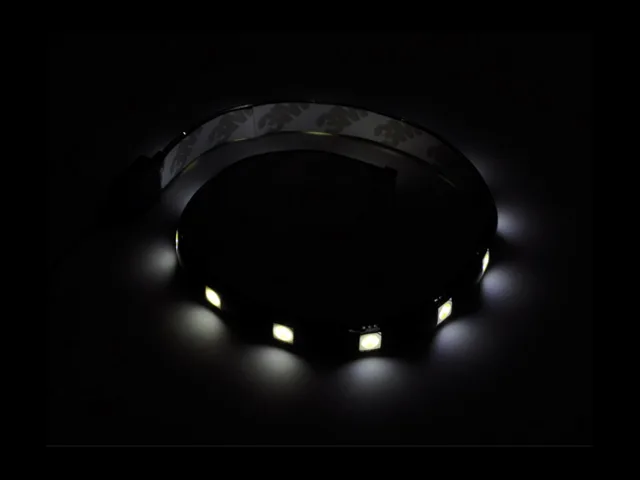 White flexible LED strip, 30 cm plastic housing with 15 LEDs and adhesive backing