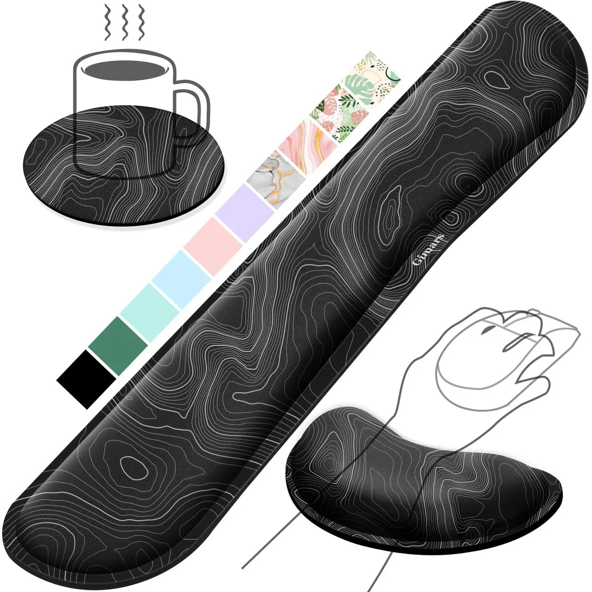 Keychron GA-001 Mouse Pad 50 Inches Black 2mm Map Pattern — product photo