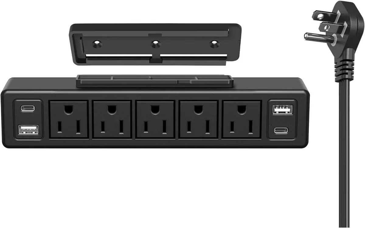 BFKK BFKK 20W USB-C Under Desk Power Strip Mountable 1200J 6.56FT Black — product photo