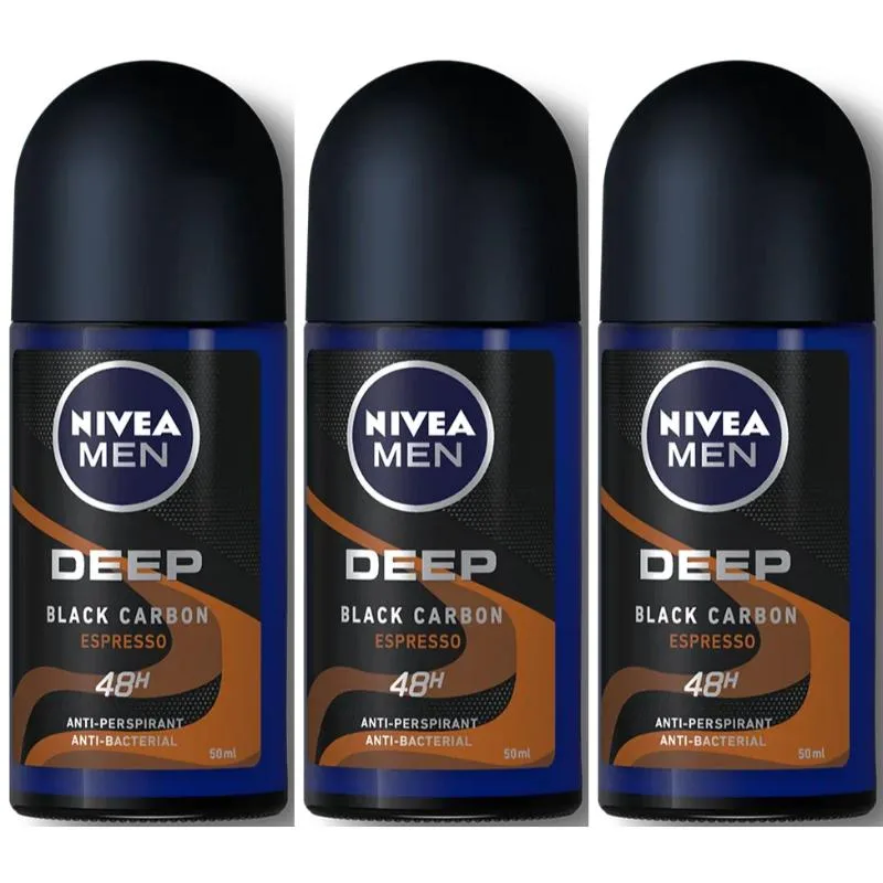 Nivea Nivea Men Deep Espresso Roll On Deodorant 50 ml 3-Pack NIVE-ROL-ESPRESSO-5003 skin care — product photo