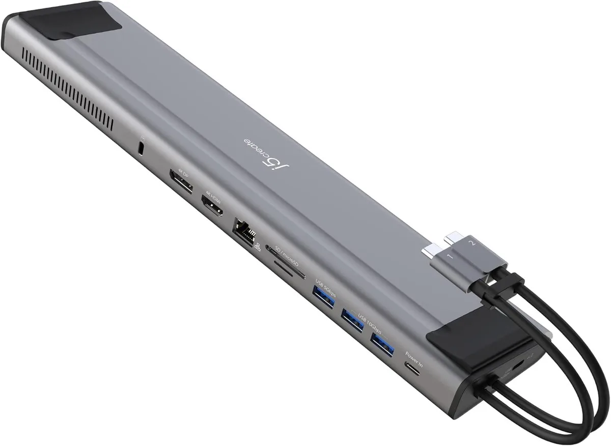 j5create j5create 12-in-1 Dual 4K 60Hz Docking Station with M.2 Slot 100W PD — product photo