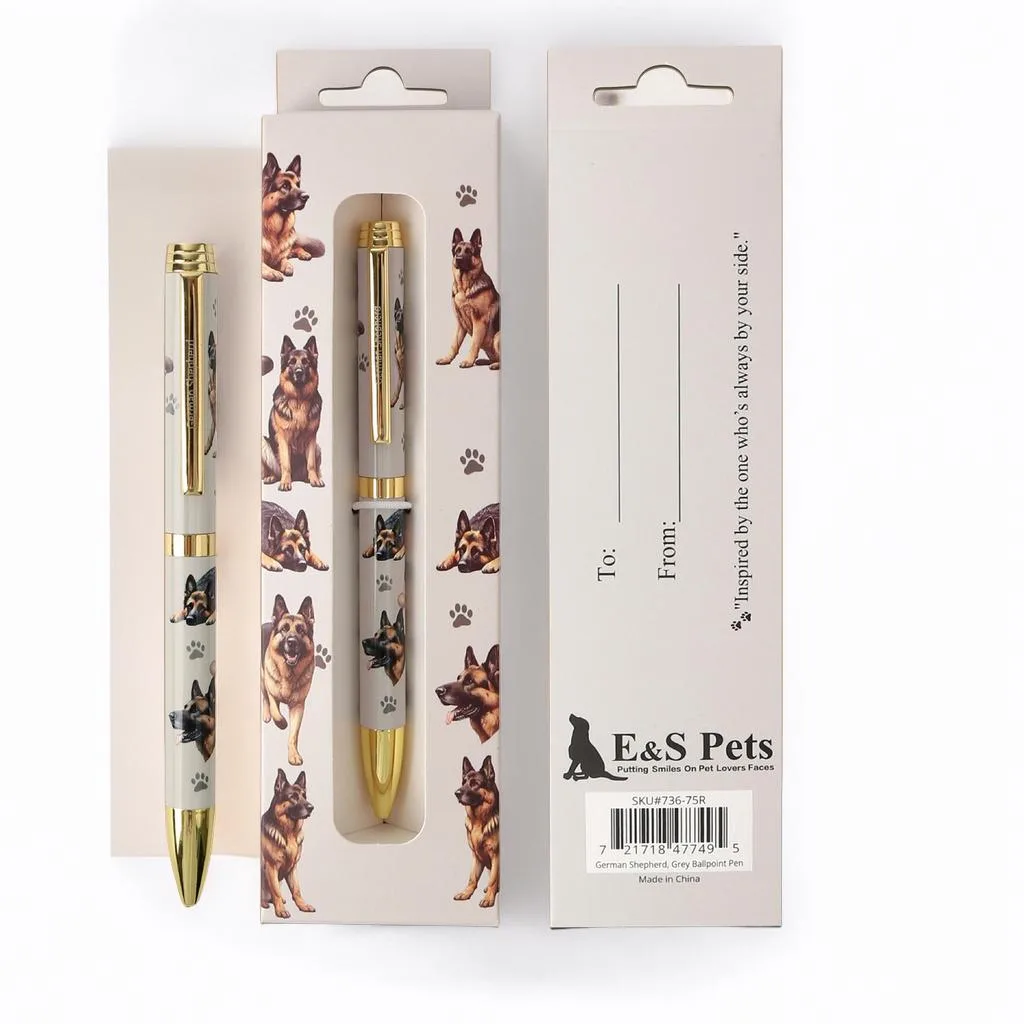 E &amp; S Imports E &amp; S Imports Refillable Ballpoint Pen Grey German Shepherd Dog Gift Box — product photo
