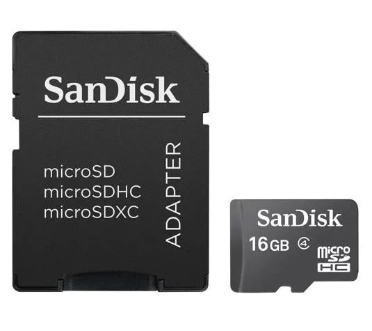 SanDisk SanDisk microSDHC 16GB Class 4 Card with Adapter — product photo