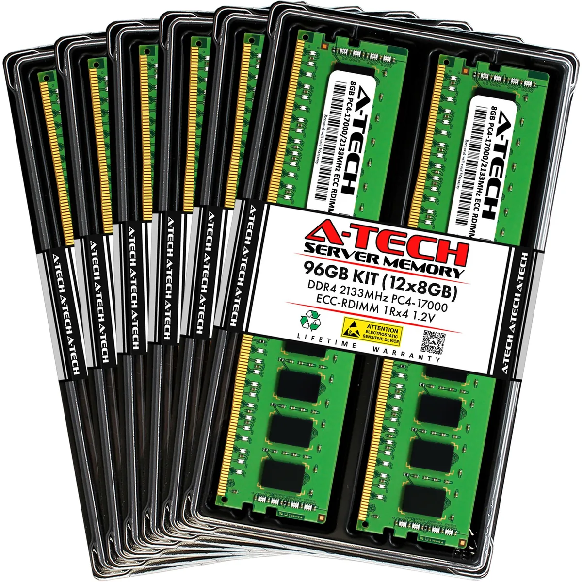 A-Tech A-Tech 96GB (12x8GB) DDR4-2133 ECC RDIMM 1Rx4 CL15 1.20V memory upgrade — product photo