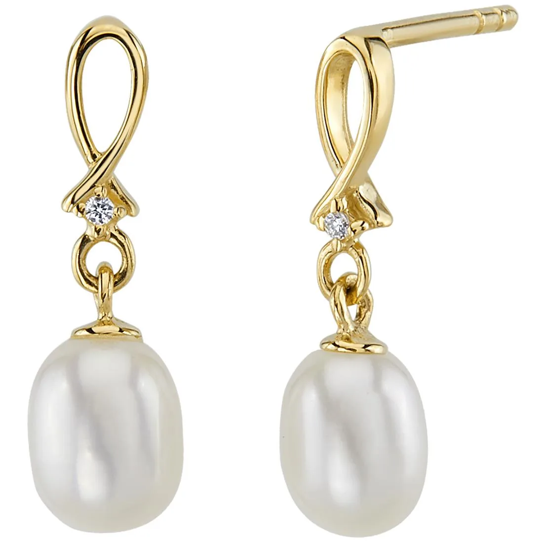 Oravo Oravo 14K Yellow Gold Freshwater Pearl Infinity Swirl Drop Earrings 7.0 mm — product photo