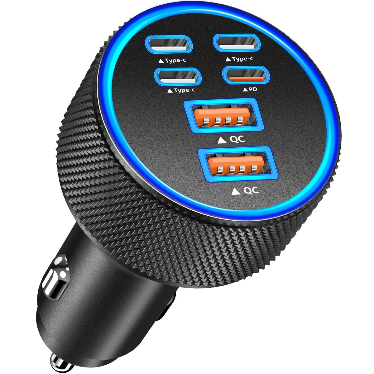 No Sew No Sew 120W 6-Port USB-C Car Charger 4USB-C 2USB-A PD QC 3.0 — product photo