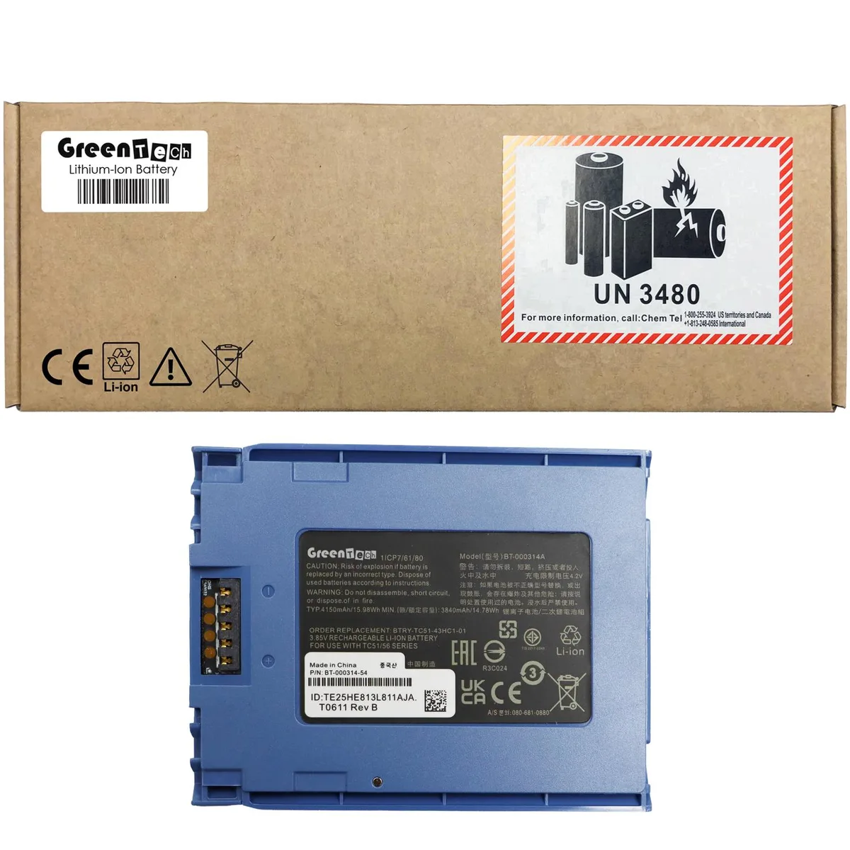 GreenTechLLC GreenTechLLC BTRY-TC51-43HC1-01 laptop battery 3.7V 15.98Wh Blue — product photo
