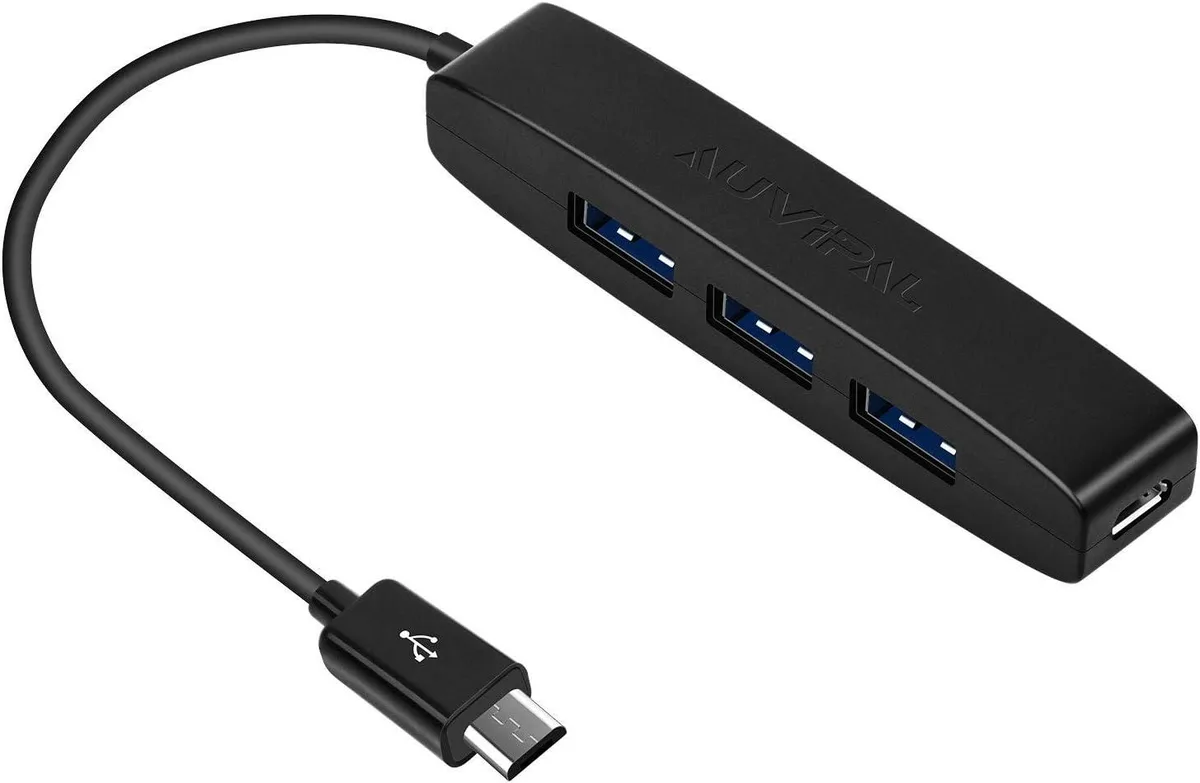 MCHOSE MCHOSE 3-Port Micro USB OTG Hub Adapter with Power Port - Black — product photo