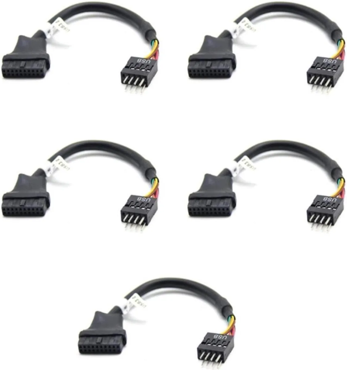 Vszerda Vszerda USB 3.0 20-pin to USB 2.0 9-pin adapter cable 15cm 5pcs black — product photo