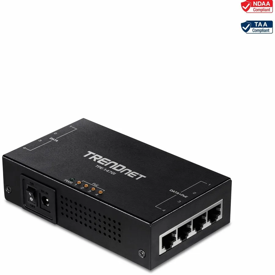 TRENDnet TRENDnet TPE-147GI 65W 4-Port Gigabit PoE+ Injector — product photo
