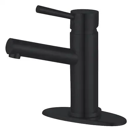 Matte black single-handle bath faucet with push pop-up drain