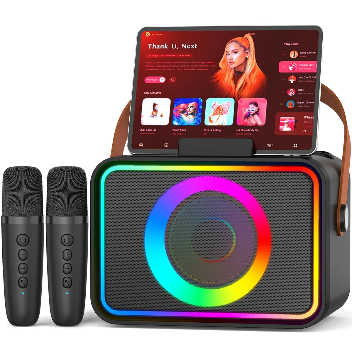 K26 Karaoke System with 2 Wireless Microphones Party Easter Gifts Black — product photo