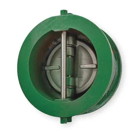 Cast iron wafer double disc check valve, 3 inch, flanged wafer connections, Buna-N seals, 316 stainless steel spring