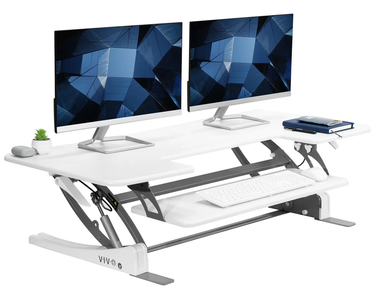 VIVO VIVO White 48" Height Adjustable Standing Desk Monitor Riser — product photo
