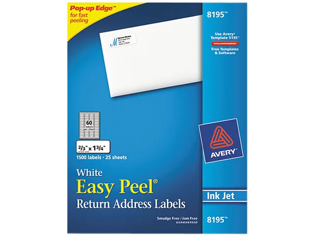 Avery Avery 8195 Easy Peel Return Address Labels 0.67" x 1.75" 1500 labels — product photo