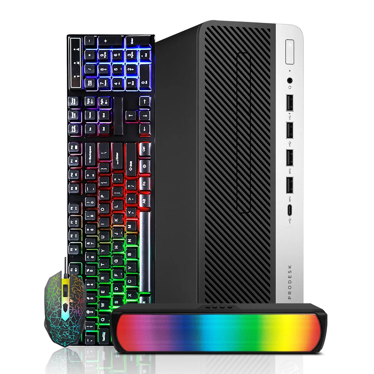 HP HP ProDesk 600 G4 SFF i7-8700 16GB DDR4 2TB NVMe RGB Sound Bar desktop PC — product photo