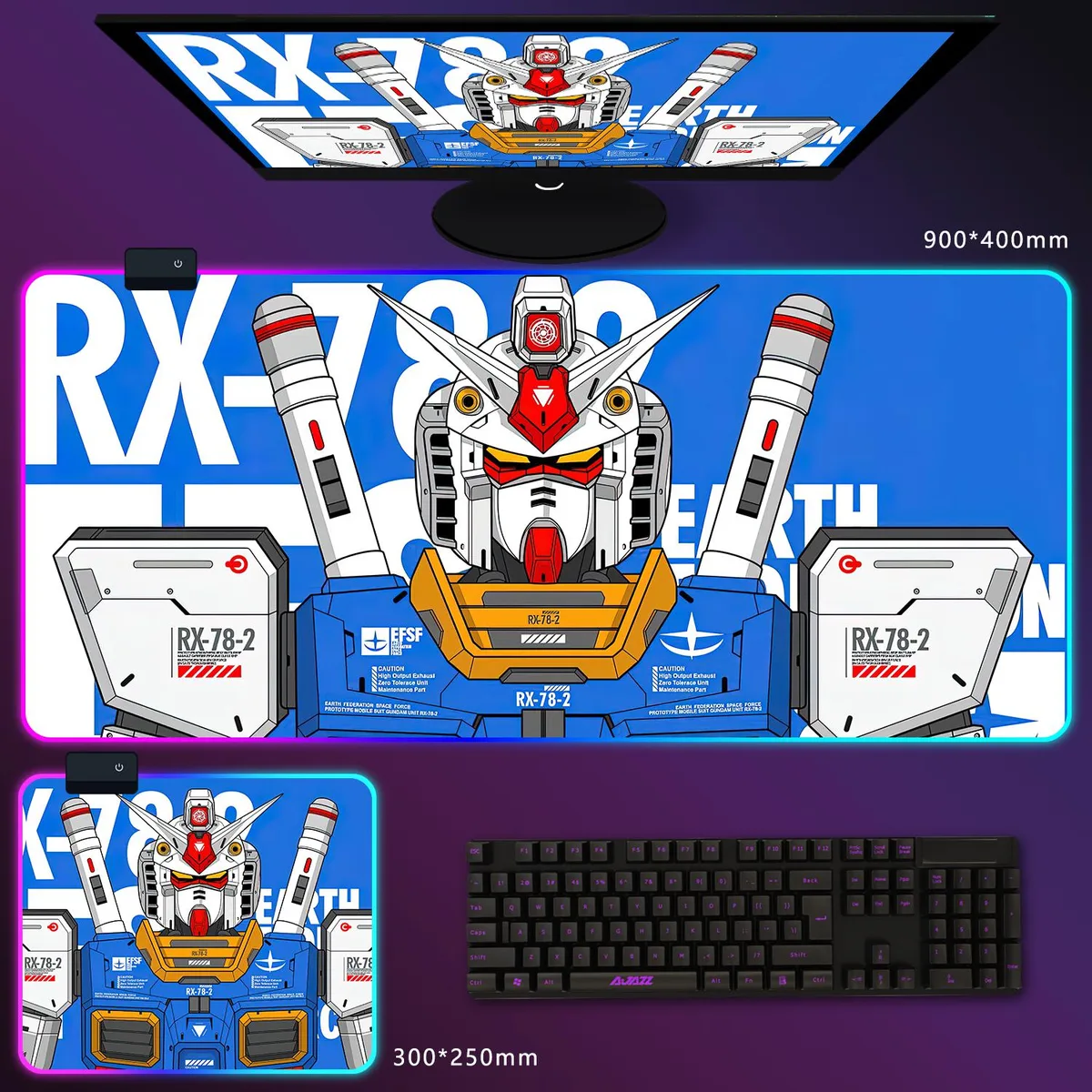 Corn Electronics Corn Electronics Gundam RX-78-2 RGB Mouse Pad 300x250x4mm Blue — product photo