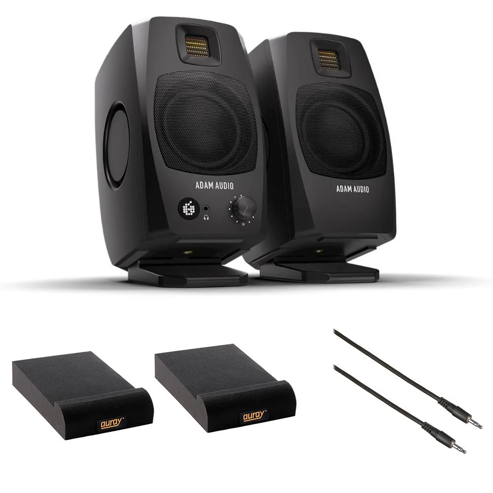 Adam Audio Adam Audio D3V Black Studio Monitor Pair with Isolation Pads and Cable — product photo